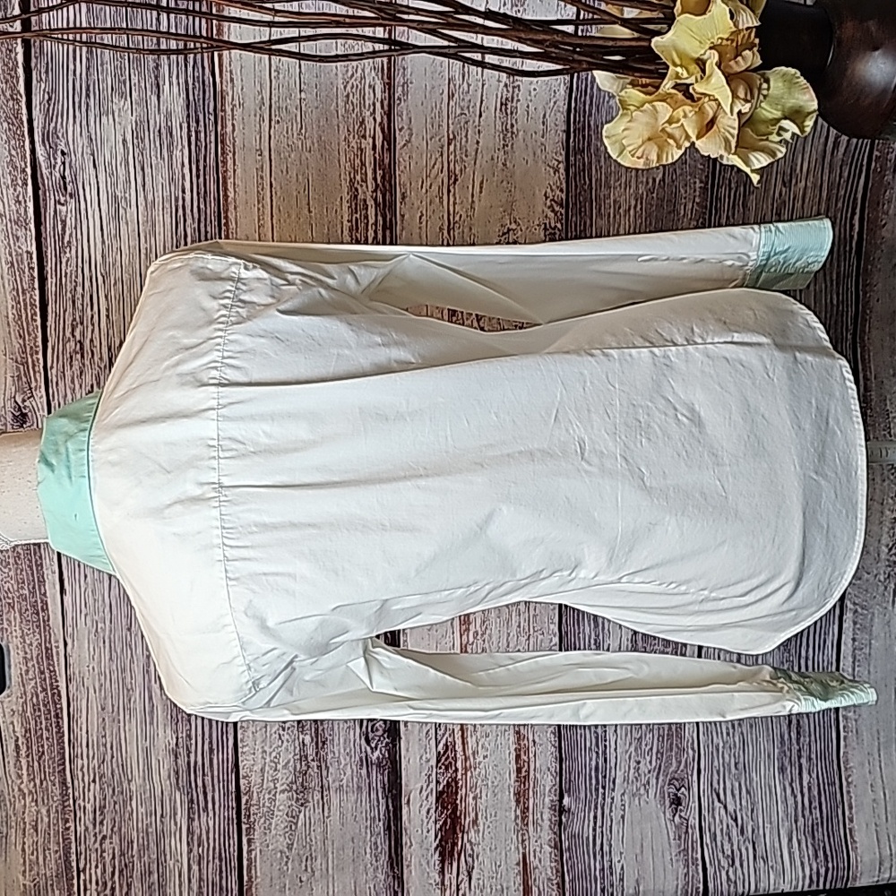NEW TOMMY HILFIGER WHITE & GREEN LONG SLEEVE BUTTON-UP BLOUSE - Picture 5 of 16
